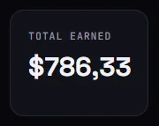 Real screenshot: total earnings of $786.33